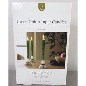 Threshold ONION TAPER CANDLE SET 3 Piece SUMMER TABLE DECOR White Green NEW